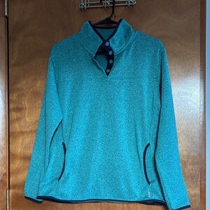 Eddie Bauer Teal Button-Up Sweatshirt